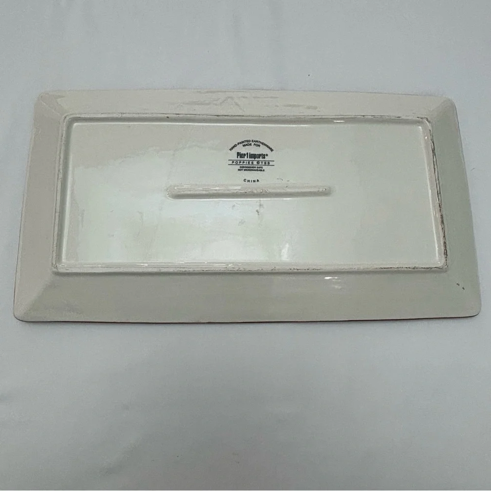 Pier 1 Poppies Earthenware Hand Painted Serving Tray